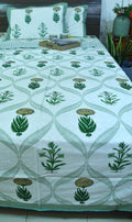 Marigold with Purple Lilly Bedsheet & Dohar Set – Hand Block Printed