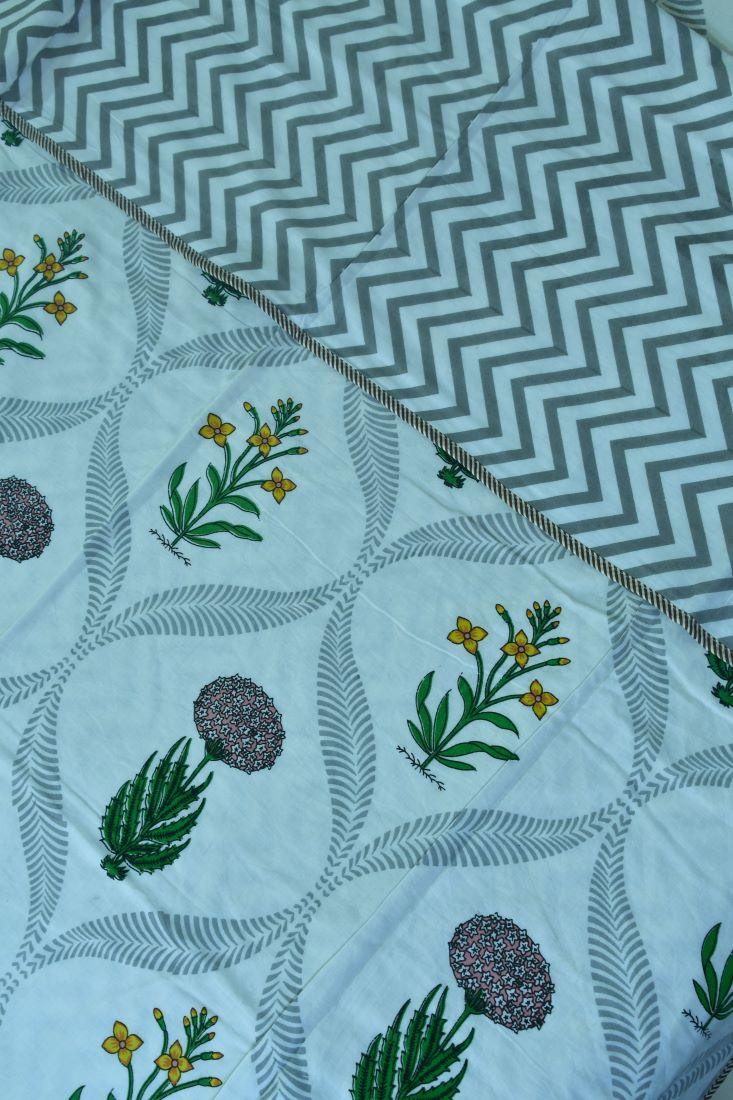 Marigold with Yellow Lilly Hand Block Dohar
