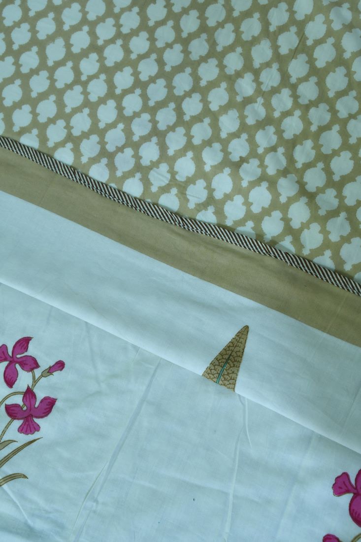 Pink Lilly Gulbahaar Jaal Bedsheet & Dohar Set – Hand Block Printed