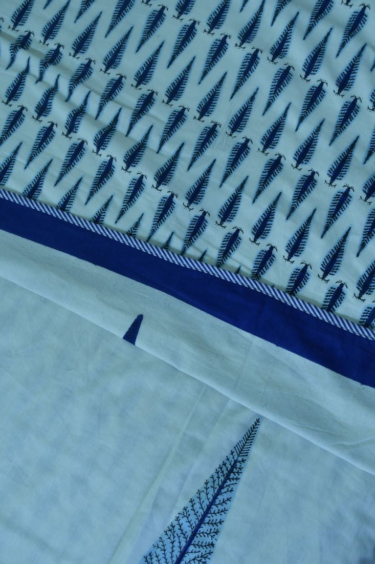 Blue Gulbahaar Jaal  Bedsheet & Dohar Set – Hand Block Printed