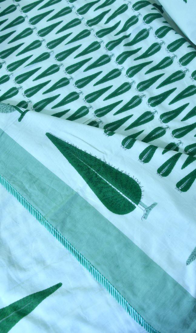 Green Gulbahaar Jaal Hand Block Dohar