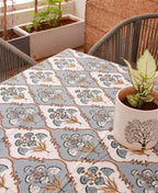 Royal Muddy Blue Floral Boota Table Cover - Moriyo Decor