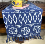 Indigo Batik Hand Block Printed Jute Table Runner