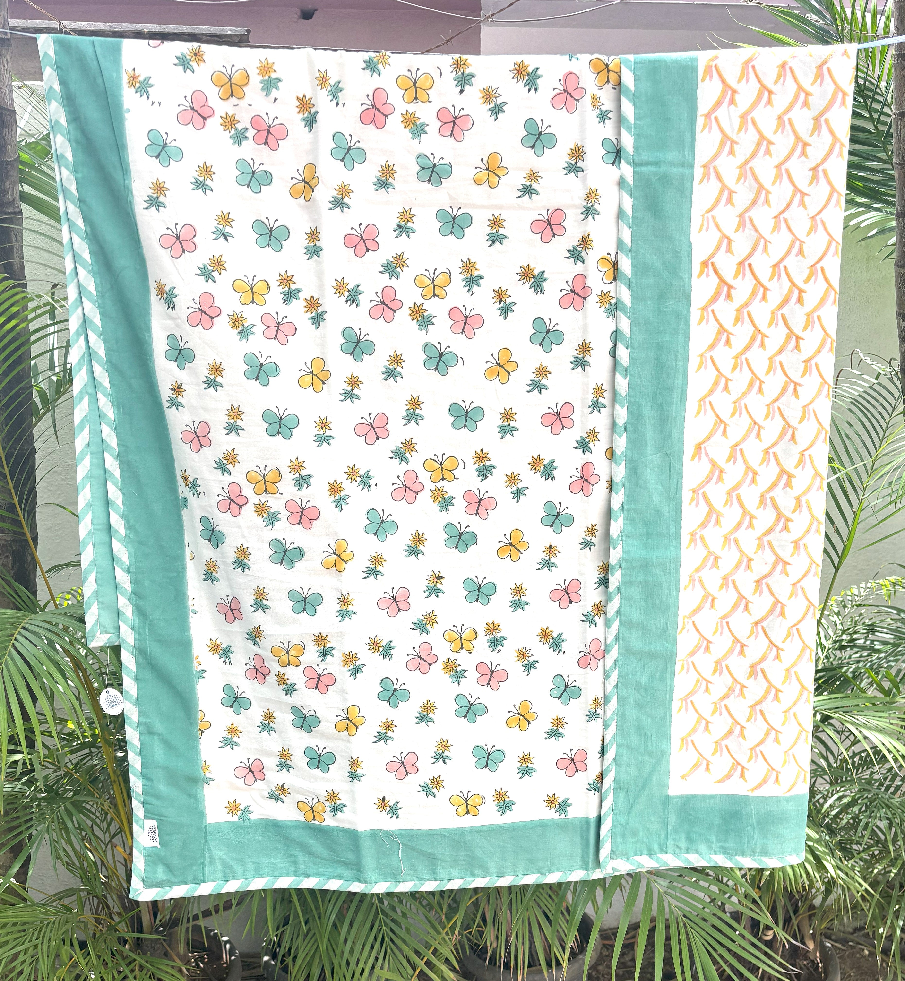 Butterfly Hand Block Printed  Baby Dohar