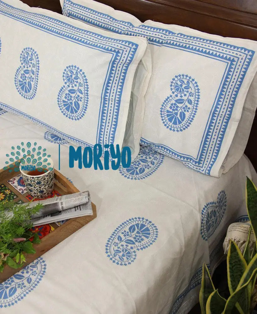 Asmaani Gulbahaar Bedsheet with 2 Pillow Cover Set - 220TC - Moriyo Decor
