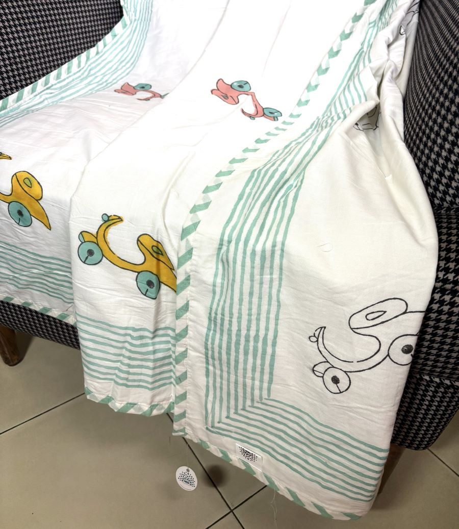 Scooter Hand Block Printed  Baby Dohar