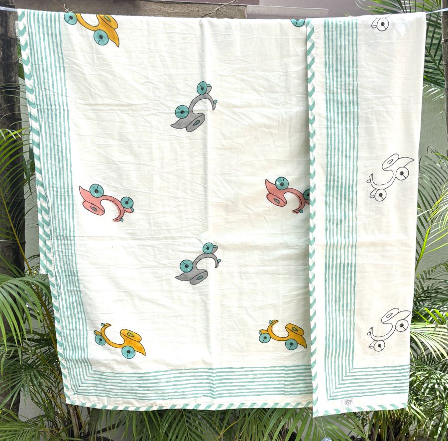 Scooter Hand Block Printed  Baby Dohar