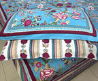 Morning at the Mughal Gardens Hand Block Bedsheet with 2 Pillow Cover Set - 220TC