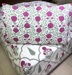 Pink Gulbahar Sunflower Hand Block Bedsheet with 2 Pillow Cover Set - 220TC