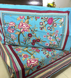 Morning at the Mughal Gardens Hand Block Bedsheet with 2 Pillow Cover Set - 220TC