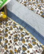 Yellow Bee Design Hand Block Dohar