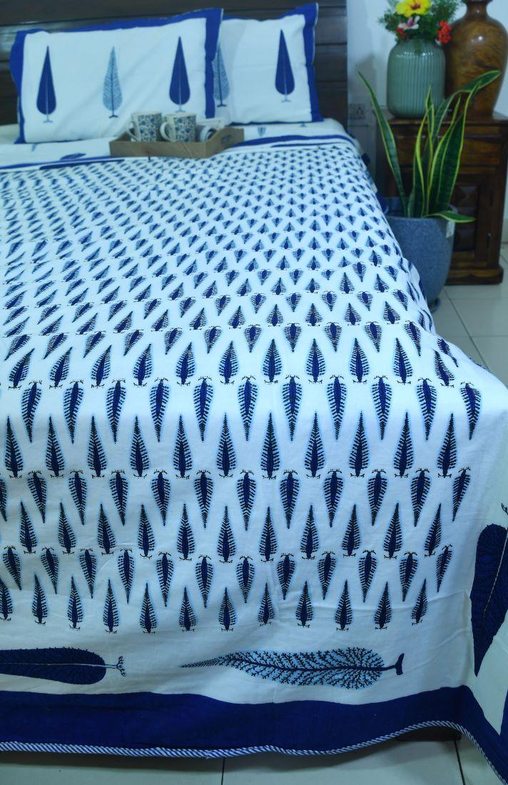 Blue Gulbahaar Jaal Hand Block Dohar