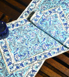 Mughal Mirage in Blues Hand Block Cotton Canvas Table Mat