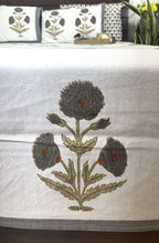 Grey Marigold Hand Block Bedsheet with 2 Pillow Cover Set - 220TC