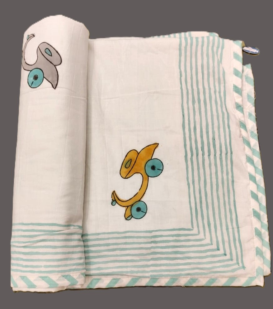 Scooter Hand Block Printed  Baby Dohar