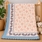 Blue fish & Red star Hand Block Baby Quilt