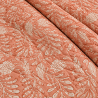 Melon Peach Floral Leaf Hand Block Bedsheet & Quilt/ Razai Set - Hand Block Printed