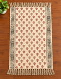 Red and Ivory Motifs Leaf Rugs Hand Block Printed