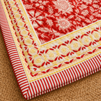 Red Floral Hand Block Quilt/ Razai