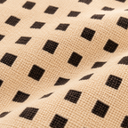 Black and Ivory Small Square Floral  Hand Block Printed Jute Rug