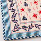 Blue fish & Red star Hand Block Baby Quilt