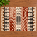 Rich brown and Block Rangoli Pattern  Hand Block Printed Jute Rug