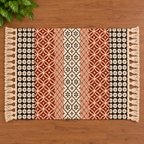Rich brown and Block Rangoli Pattern  Hand Block Printed Jute Rug