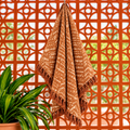 Rust Orange Chevron Stripes Jute Fabric Hand Block Sofa Throw