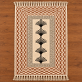 Rust brown and Black Palm Tree pattern  Hand Block Printed Jute Rug