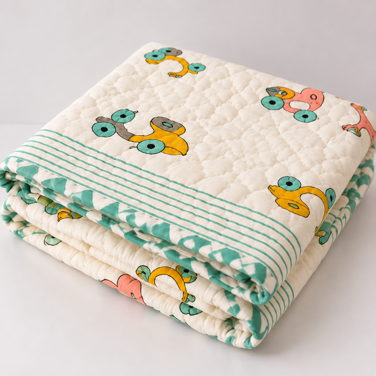 Scooter Hand Block Baby Quilt