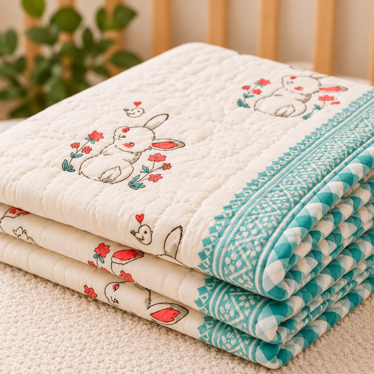 Rabbit Hand Block Baby Quilt