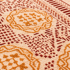 Mustard Yellow and maroon circular pattern Hand Block Printed Jute Rug