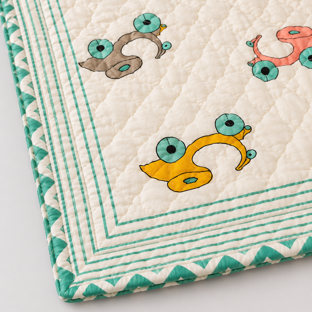 Scooter Hand Block Baby Quilt