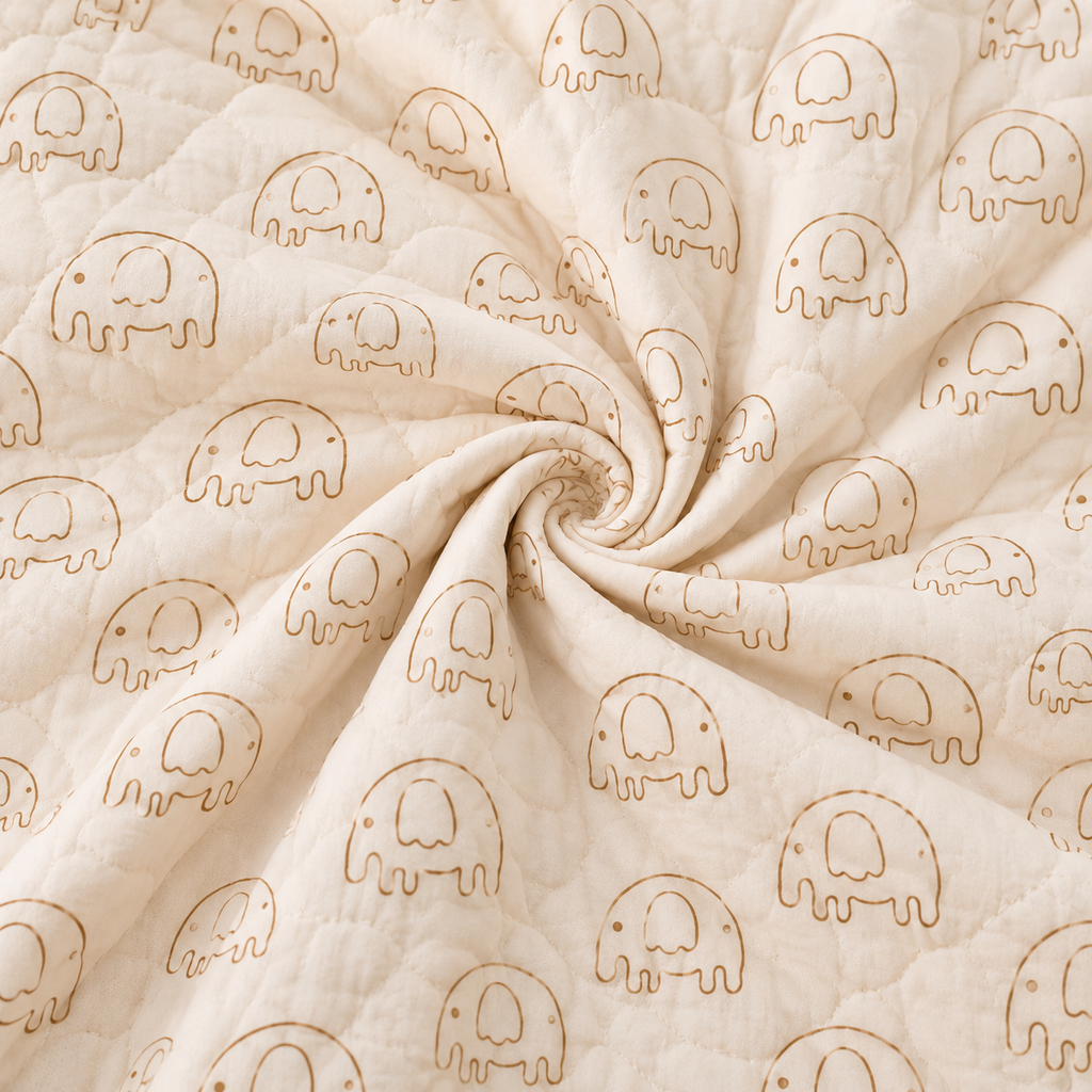 Baby Elephant Hand Block Baby Quilt