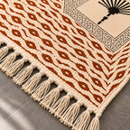 Rust brown and Black Palm Tree pattern  Hand Block Printed Jute Rug