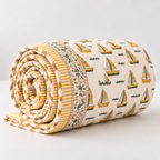 Boat Design Hand Block Baby Quilt