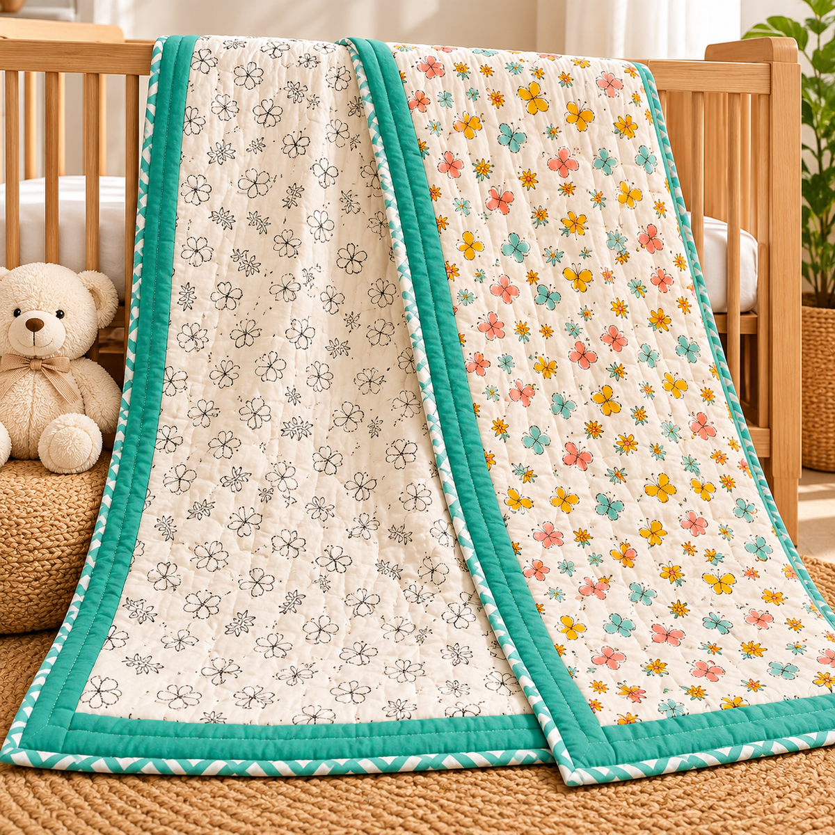Butterfly Hand Block Baby Quilt