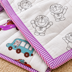 Pink ,Blue & Brown Car Patterns Hand Block Quilt/ Razai
