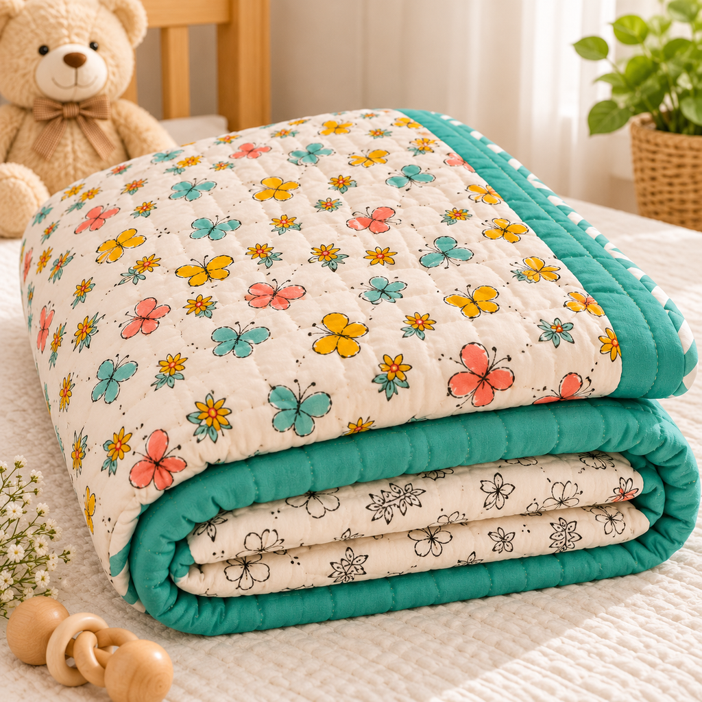 Butterfly Hand Block Baby Quilt