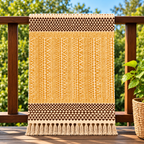 Mustard Yellow Tribal Geometric Pattern Hand Block Printed Jute Rug