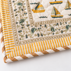 Boat Design Hand Block Baby Quilt