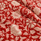 Red Floral Hand Block Quilt/ Razai