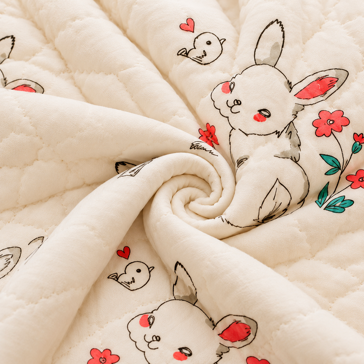 Rabbit Hand Block Baby Quilt