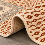 Rust brown and Black Palm Tree pattern  Hand Block Printed Jute Rug
