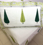 Gree Tree Motif  Hand Block Bedsheet with 2 Pillow Cover Set - 400TC