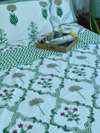 Pink & Green Flower Hand Block Dohar