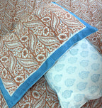 Orange Leaf Patterns  Hand Block Bedsheet with 2 Pillow Cover Set - 400TC