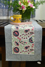 Mughal Mirage in Flouroscents Hand Block Cotton Canvas Table Runner
