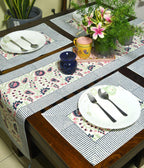 Mughal Mirage in Flouroscents Hand Block Cotton Canvas Table Runner & Mat  Set