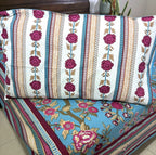 Morning at the Mughal Gardens Hand Block Bedsheet with 2 Pillow Cover Set - 220TC